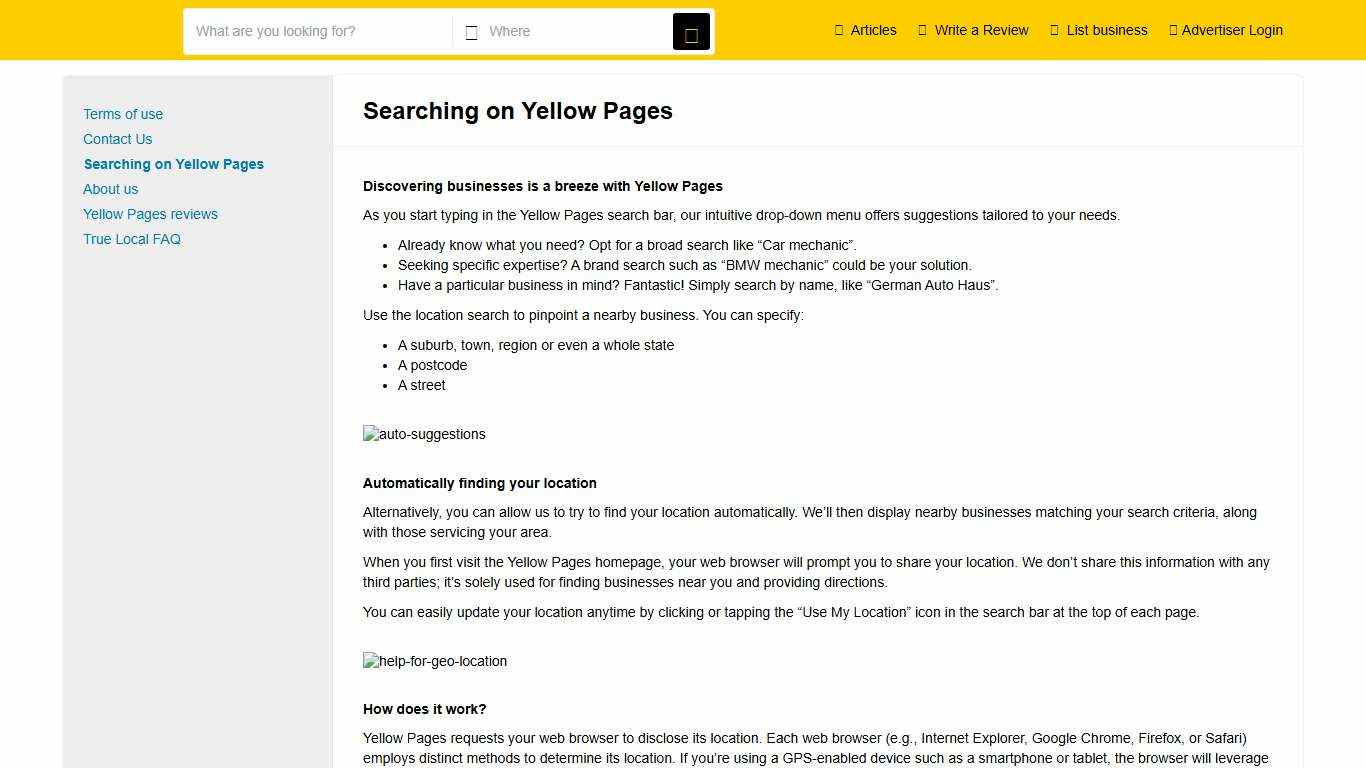 Searching on Yellow Pages Yellow Pages®